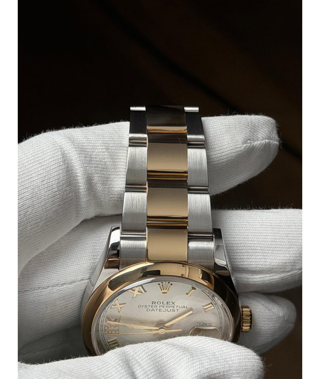 ROLEX Серые часы из желтого золота, фото 8