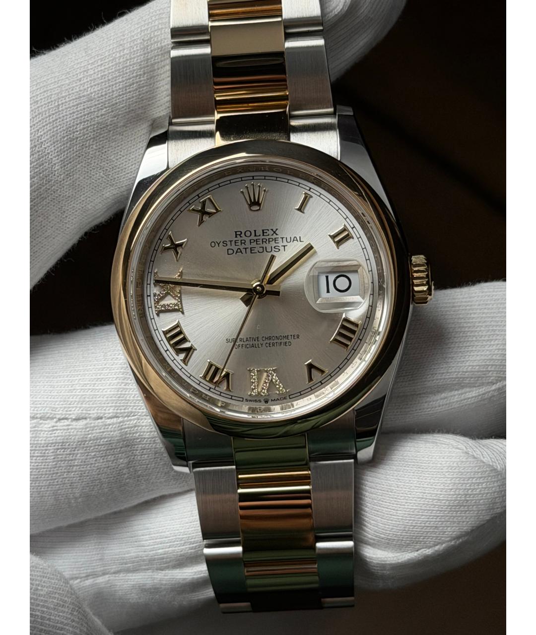 ROLEX Серые часы из желтого золота, фото 3