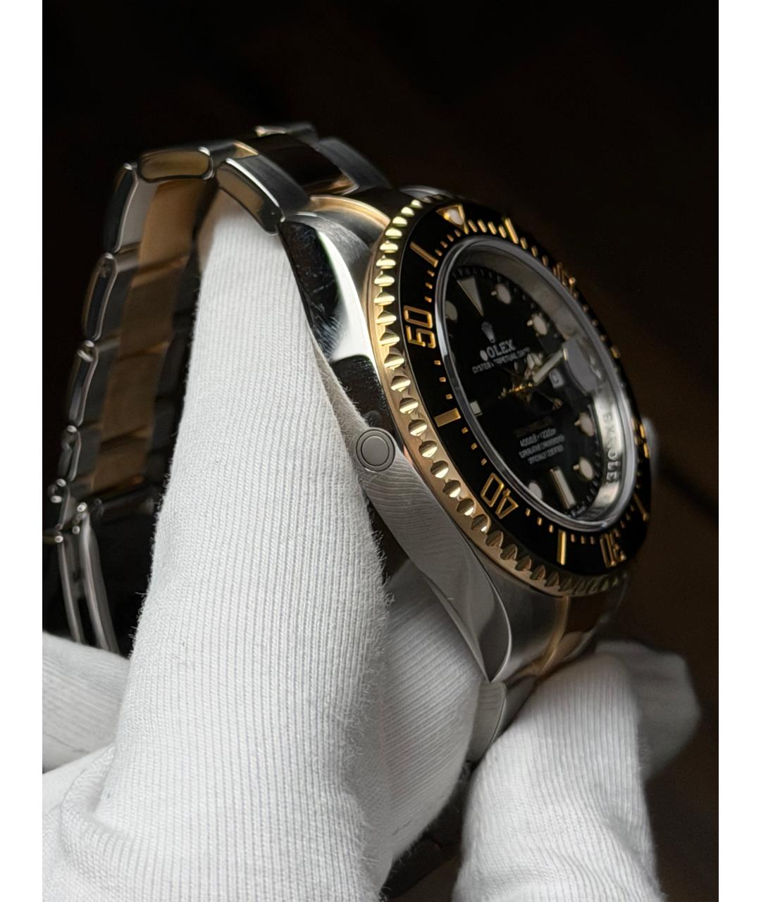 ROLEX Черные часы из желтого золота, фото 5