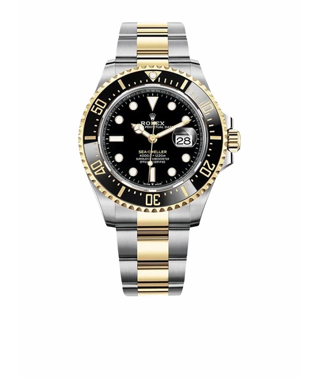 ROLEX Черные часы из желтого золота, фото 1