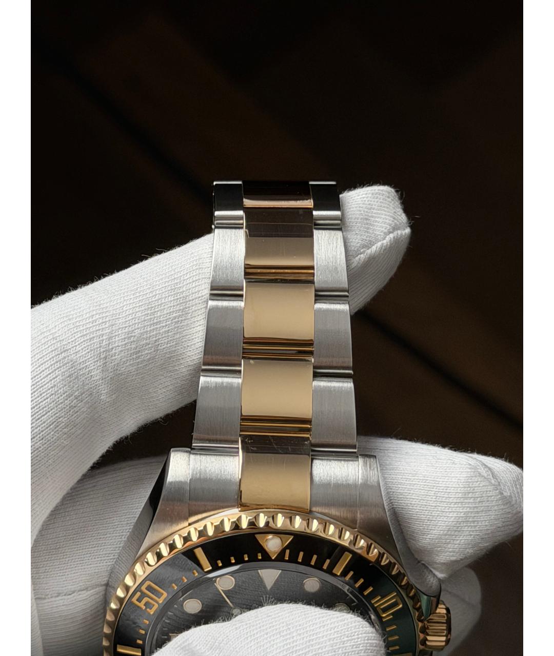 ROLEX Черные часы из желтого золота, фото 7