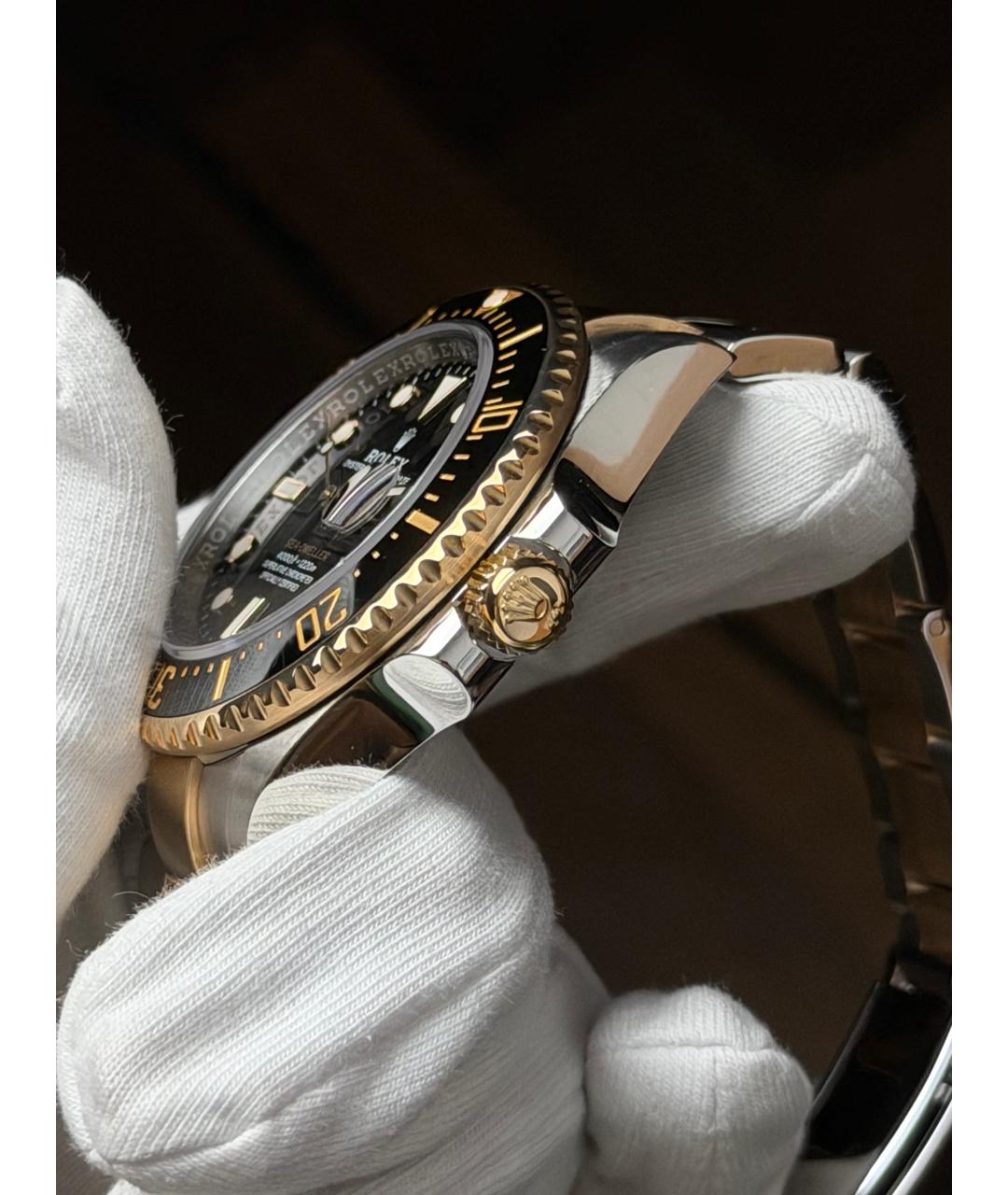 ROLEX Черные часы из желтого золота, фото 4