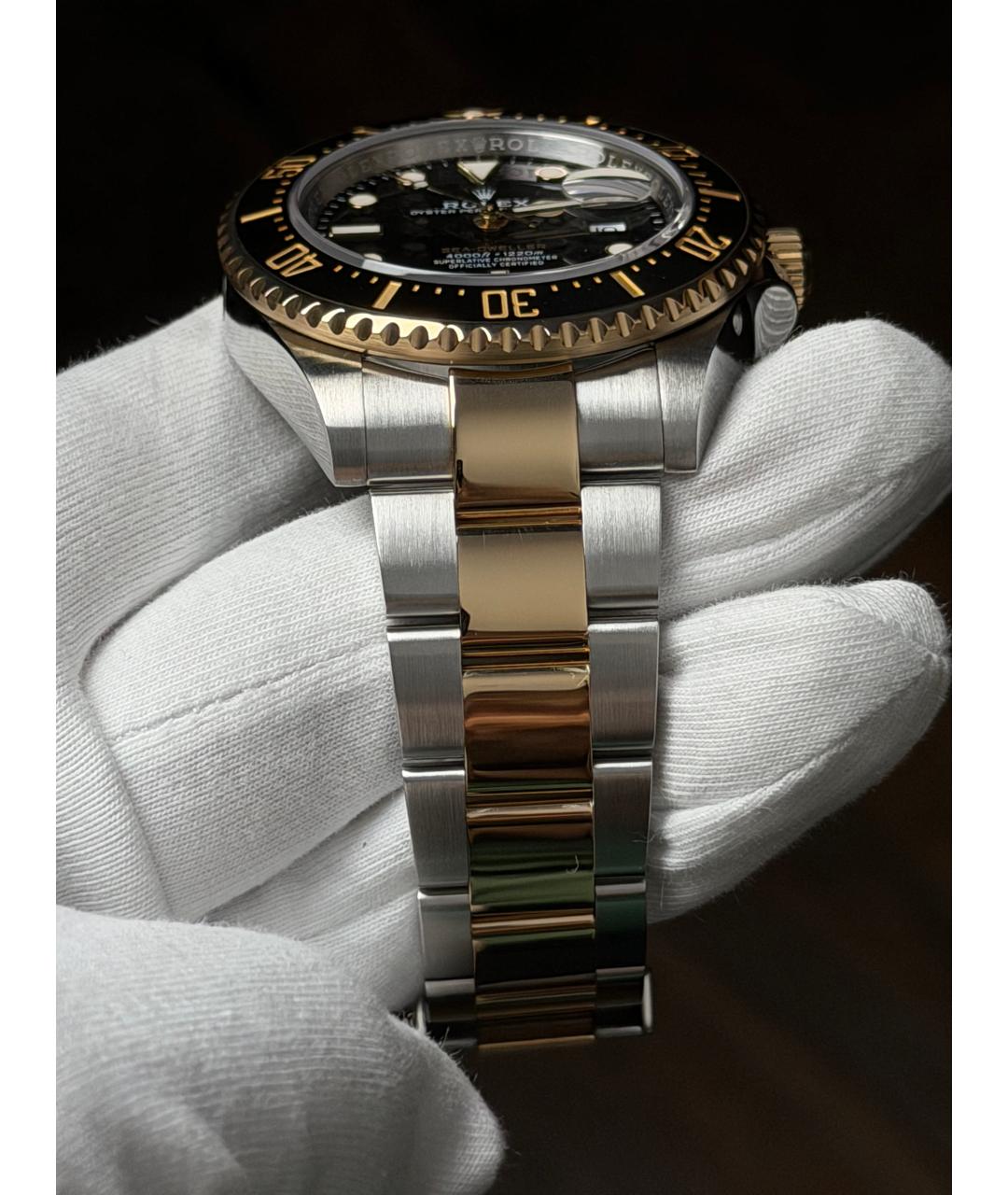 ROLEX Черные часы из желтого золота, фото 6