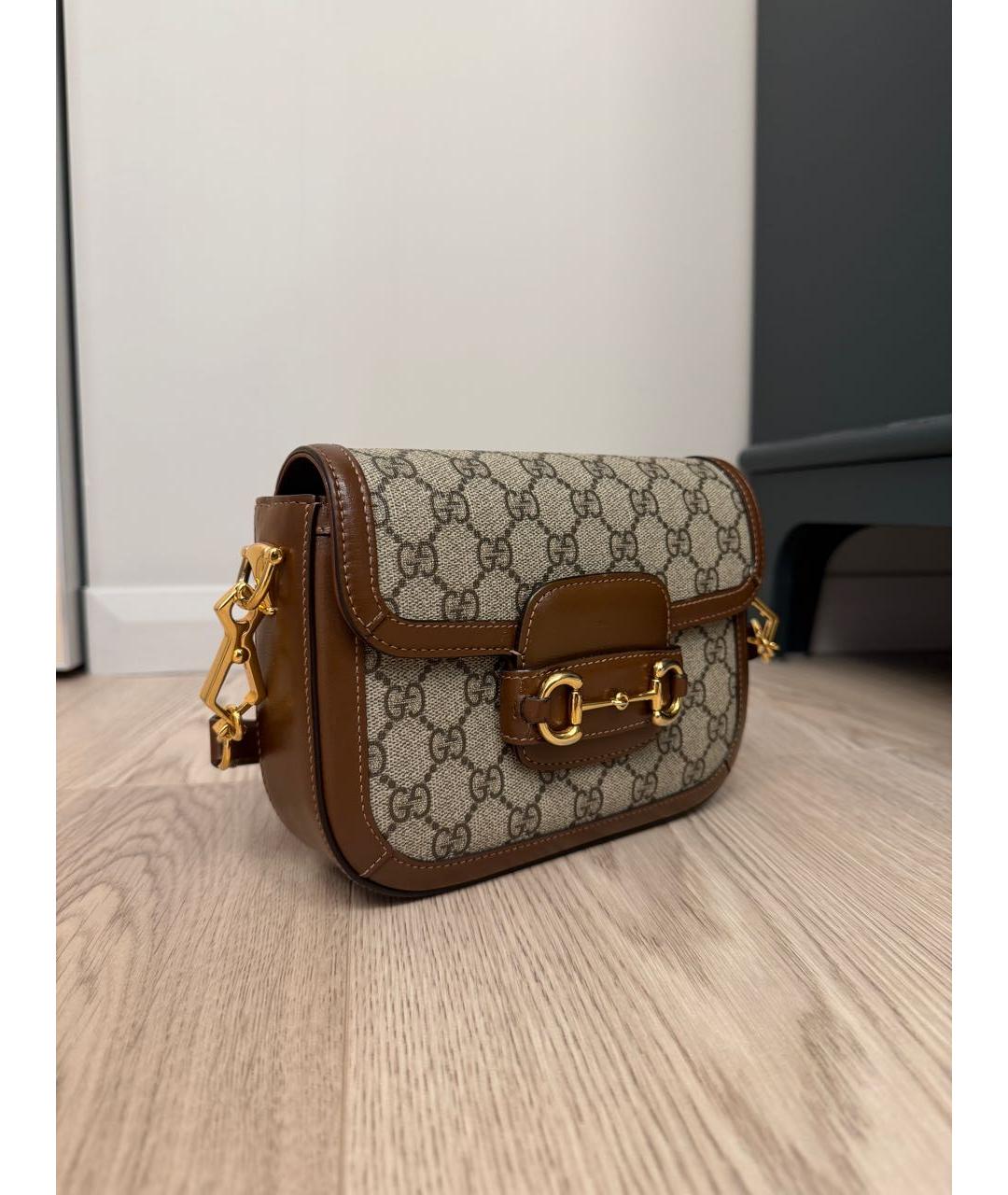 GUCCI Коричневая кожаная сумка через плечо, фото 2