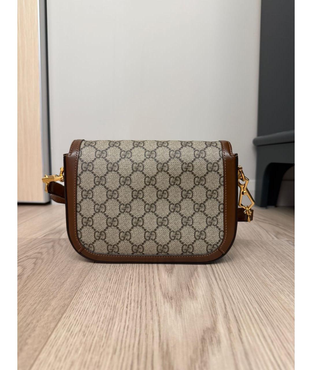 GUCCI Коричневая кожаная сумка через плечо, фото 3