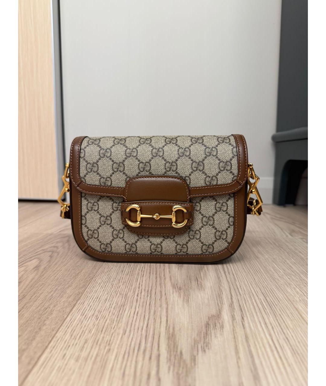 GUCCI Коричневая кожаная сумка через плечо, фото 9