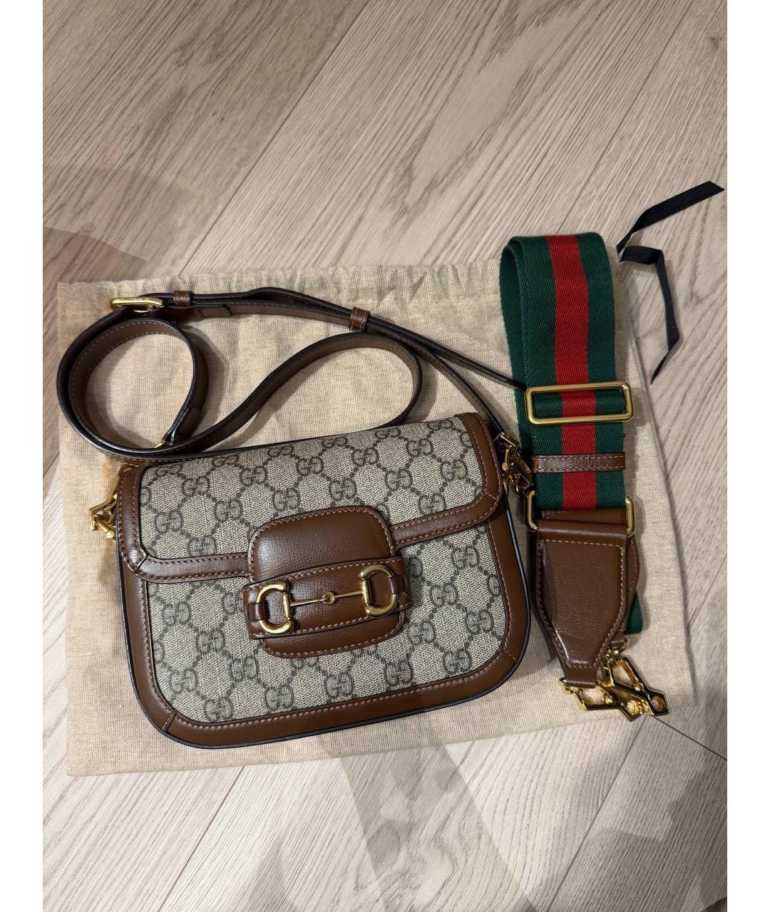 GUCCI Коричневая кожаная сумка через плечо, фото 5