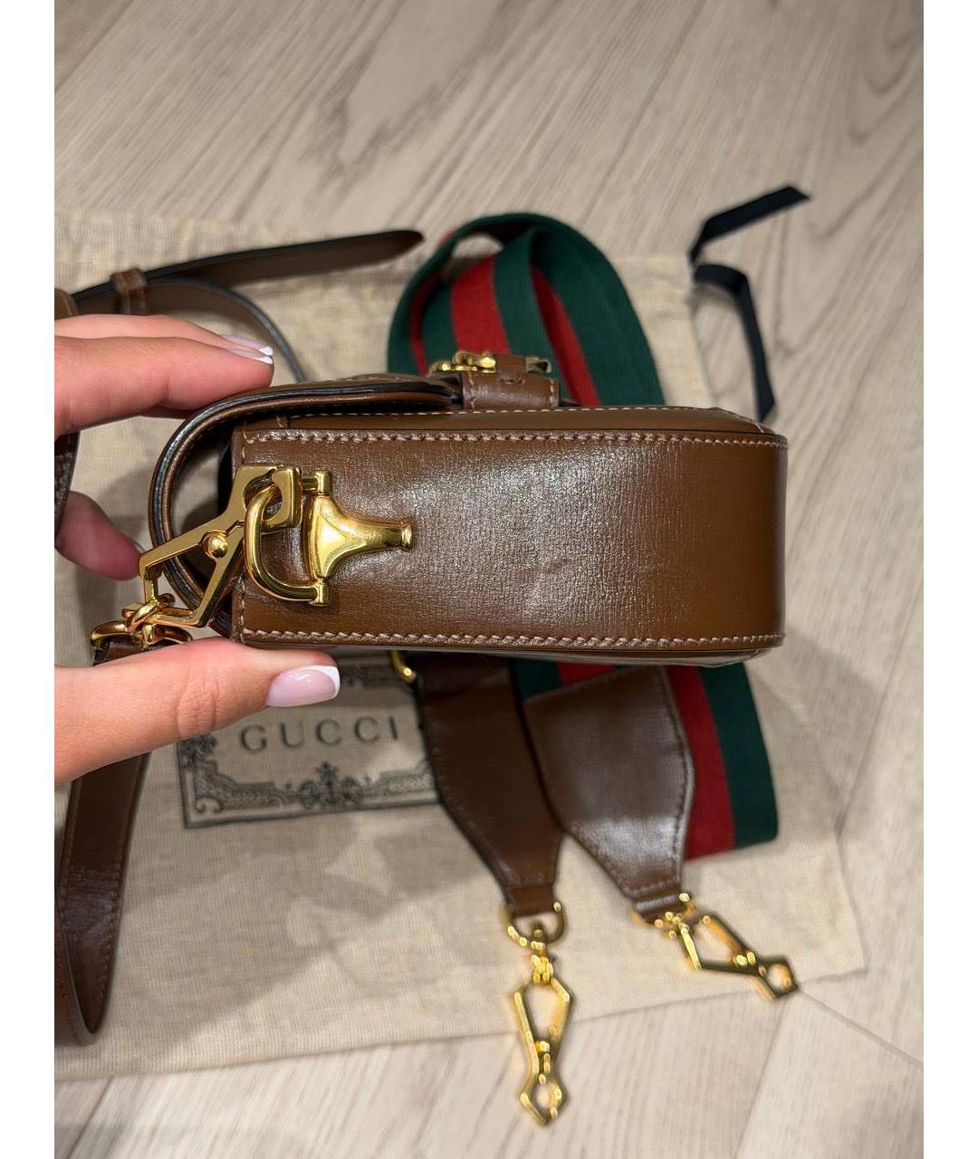 GUCCI Коричневая кожаная сумка через плечо, фото 8