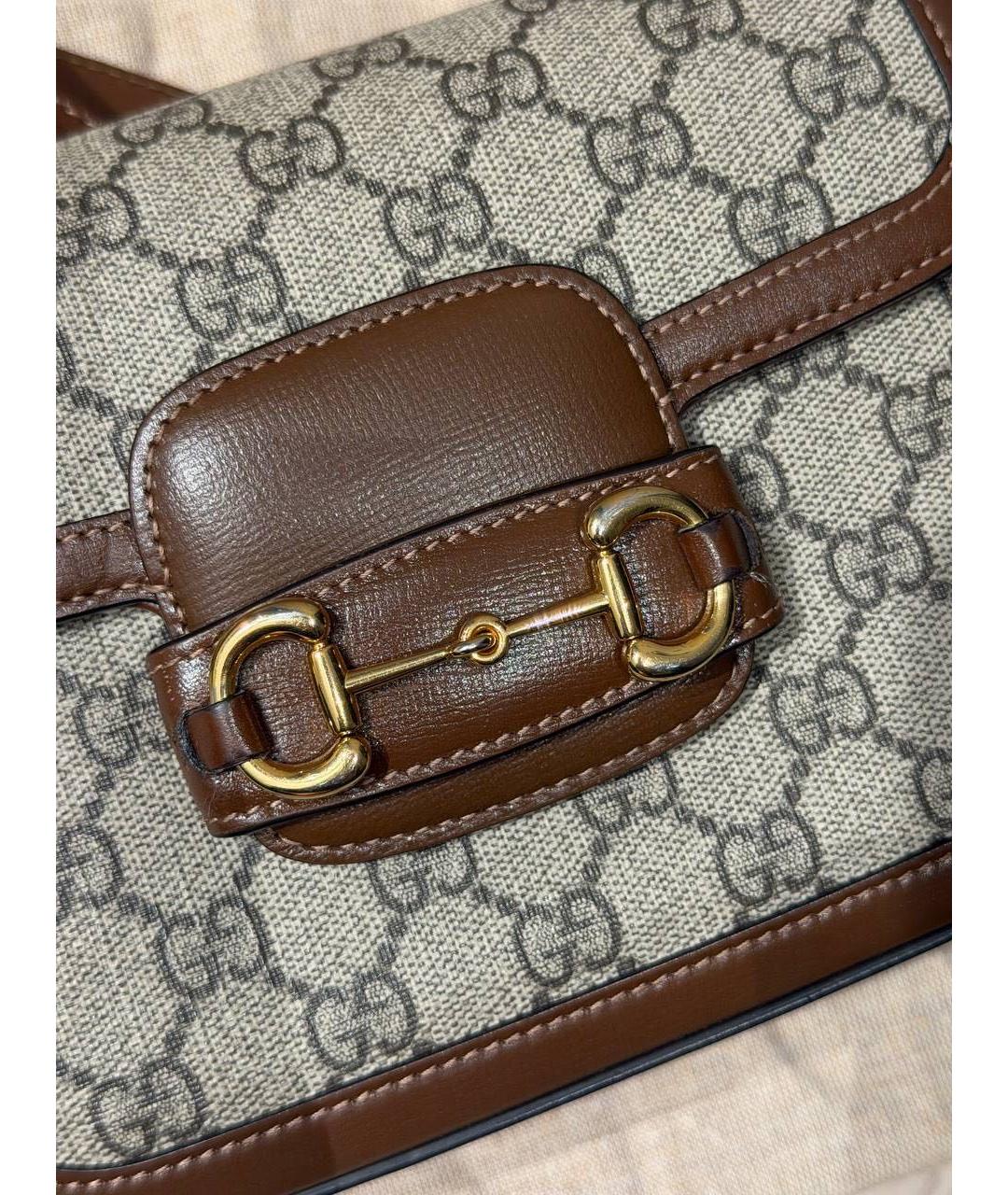 GUCCI Коричневая кожаная сумка через плечо, фото 6