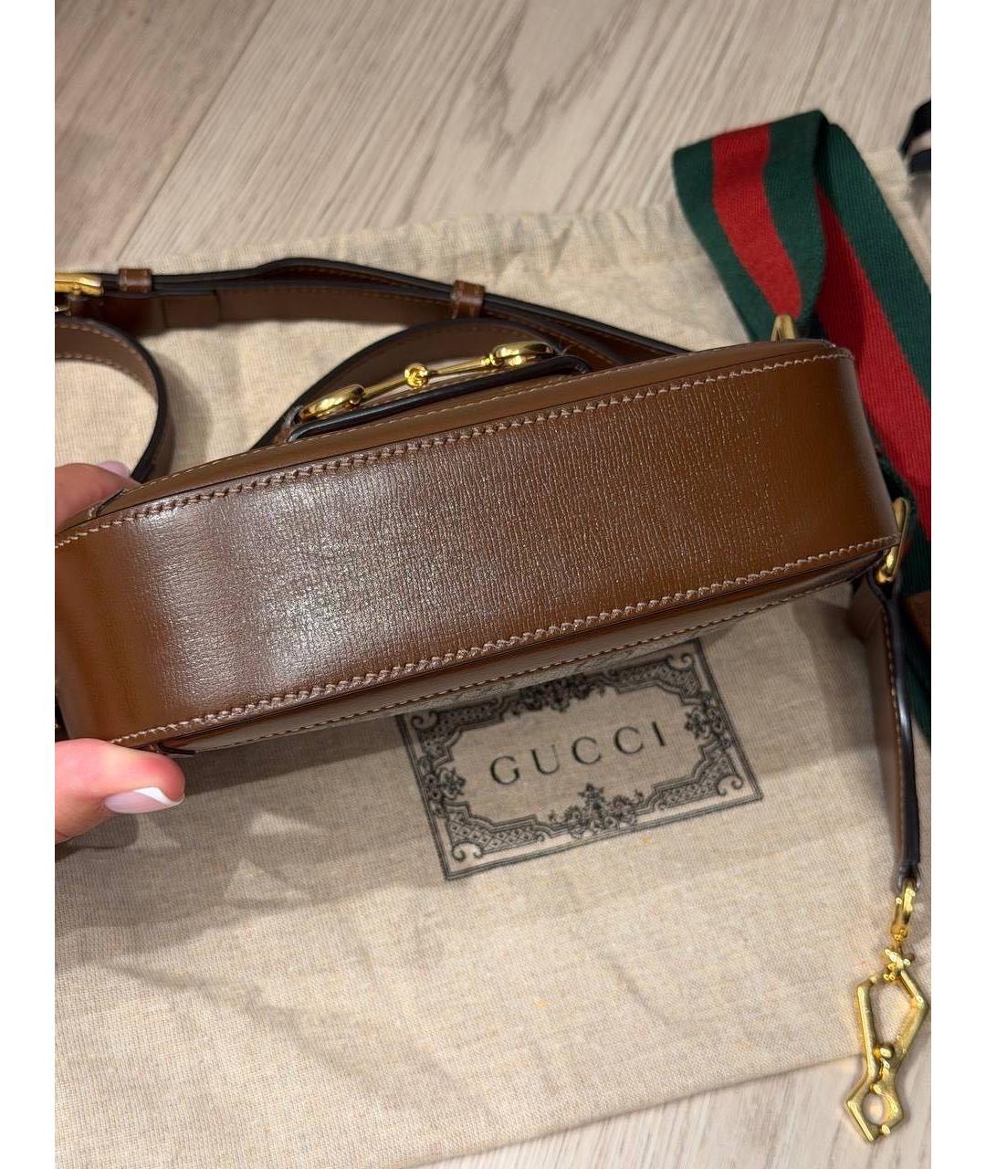 GUCCI Коричневая кожаная сумка через плечо, фото 7
