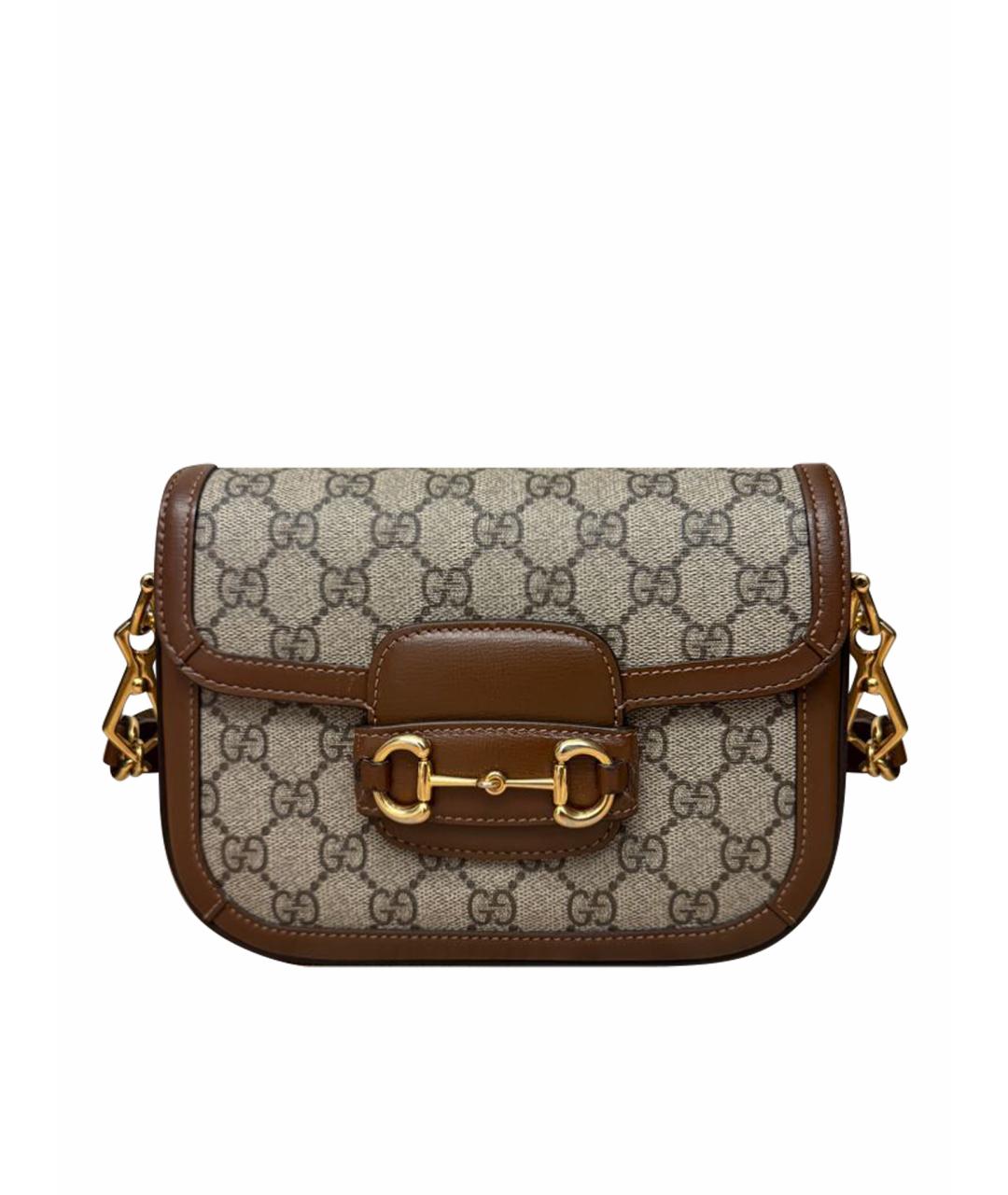 GUCCI Коричневая кожаная сумка через плечо, фото 1
