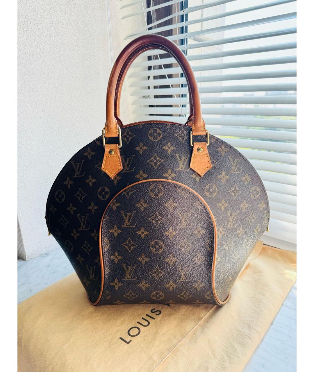 LOUIS VUITTON Коричневая жаккардовая сумка с короткими ручками, фото 9