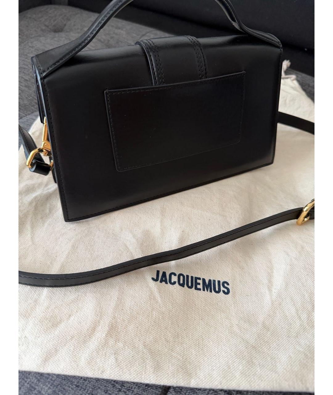 JACQUEMUS Черная кожаная сумка через плечо, фото 3