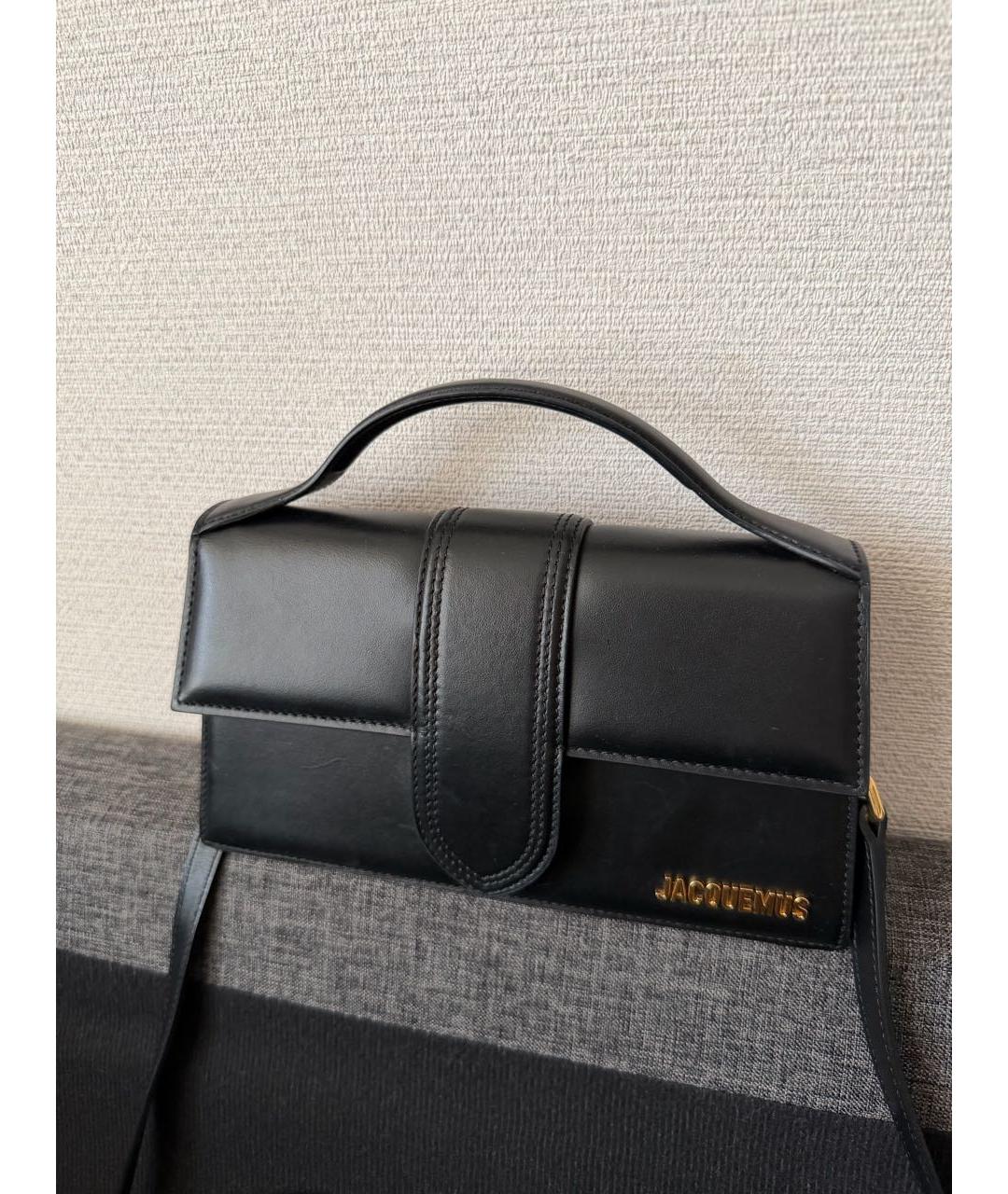 JACQUEMUS Черная кожаная сумка через плечо, фото 2