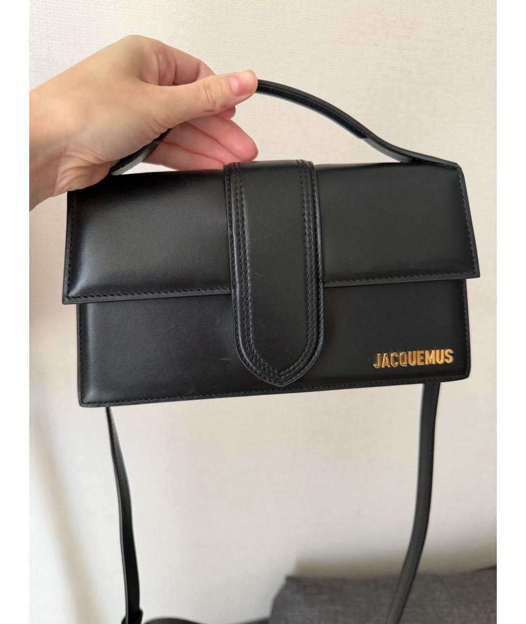 JACQUEMUS Черная кожаная сумка через плечо, фото 5