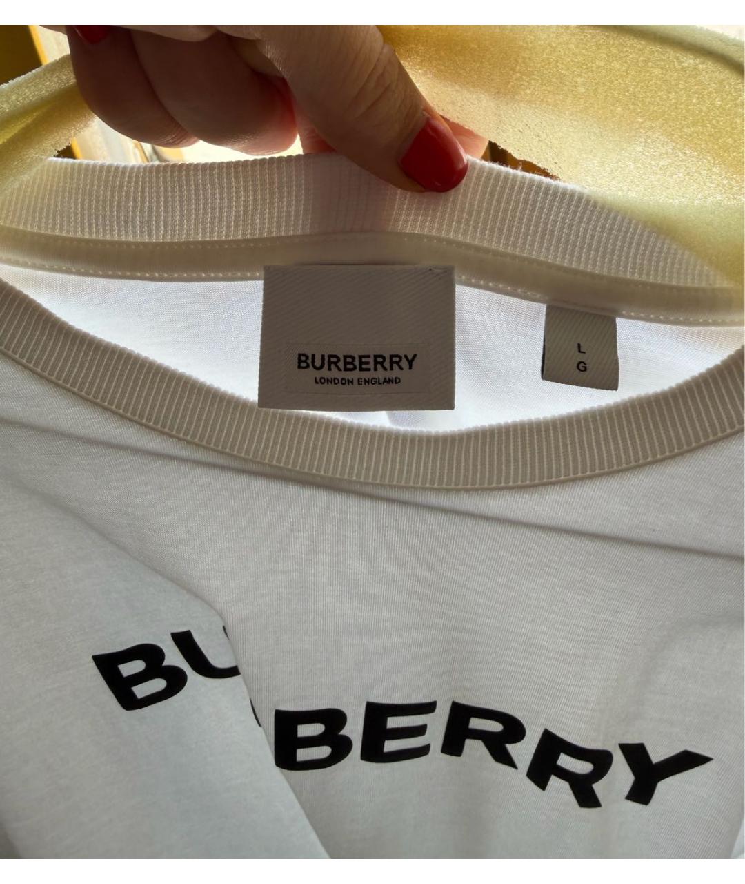 BURBERRY Белая хлопковая футболка, фото 3