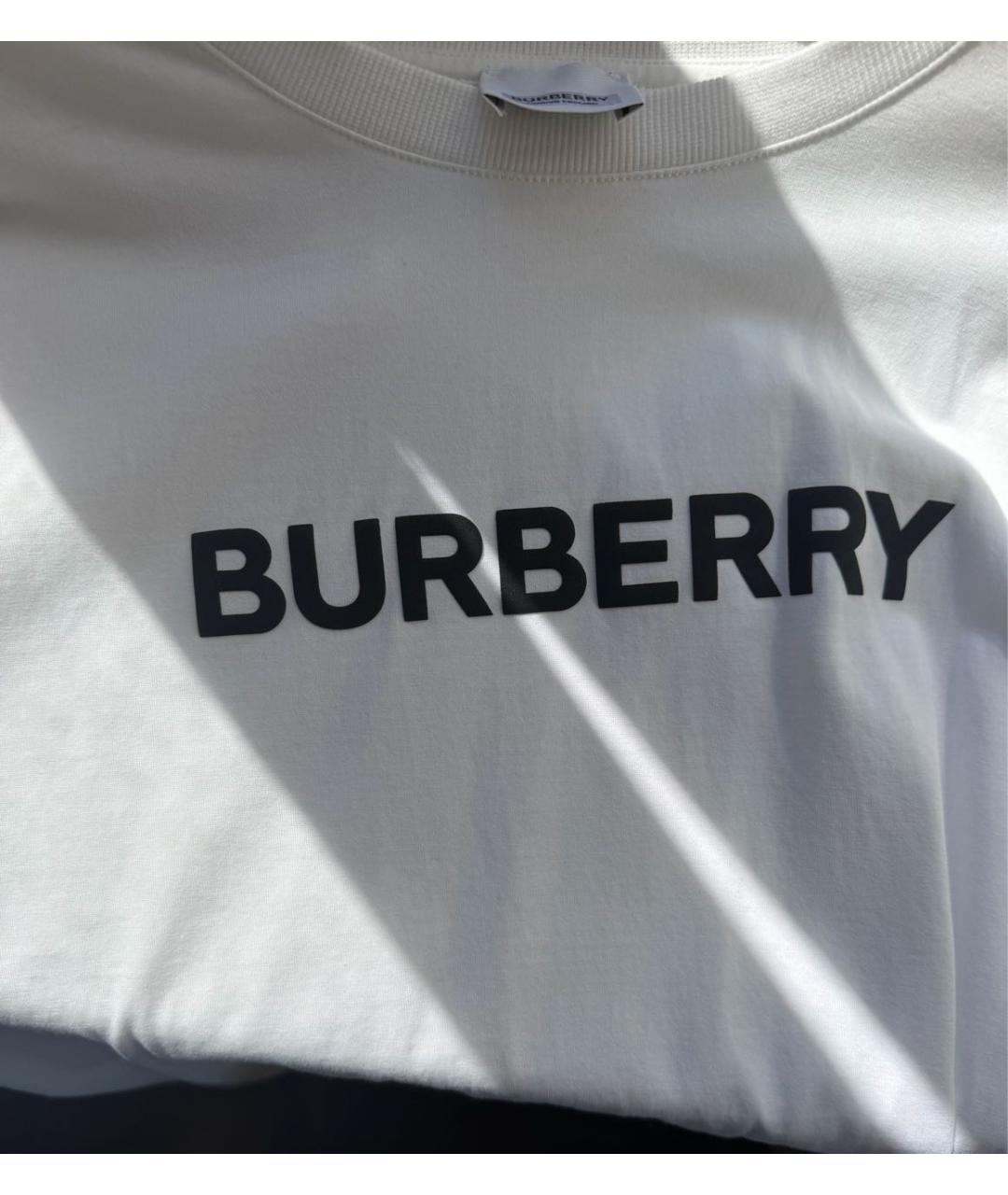 BURBERRY Белая хлопковая футболка, фото 4