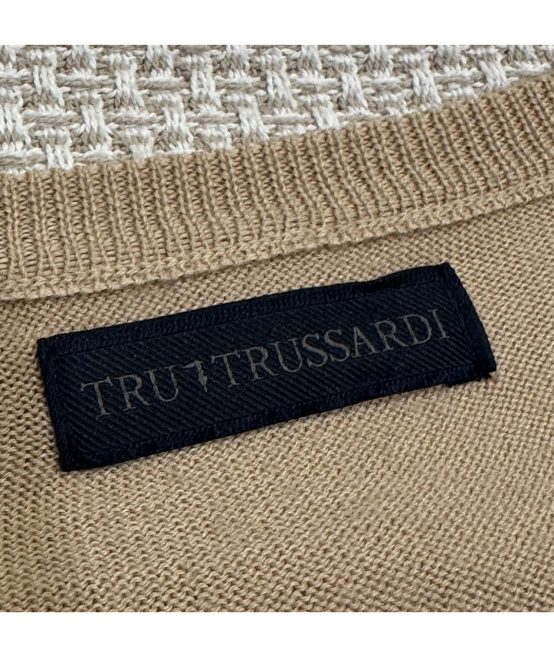 TRUSSARDI Бежевый шерстяной джемпер / свитер, фото 6