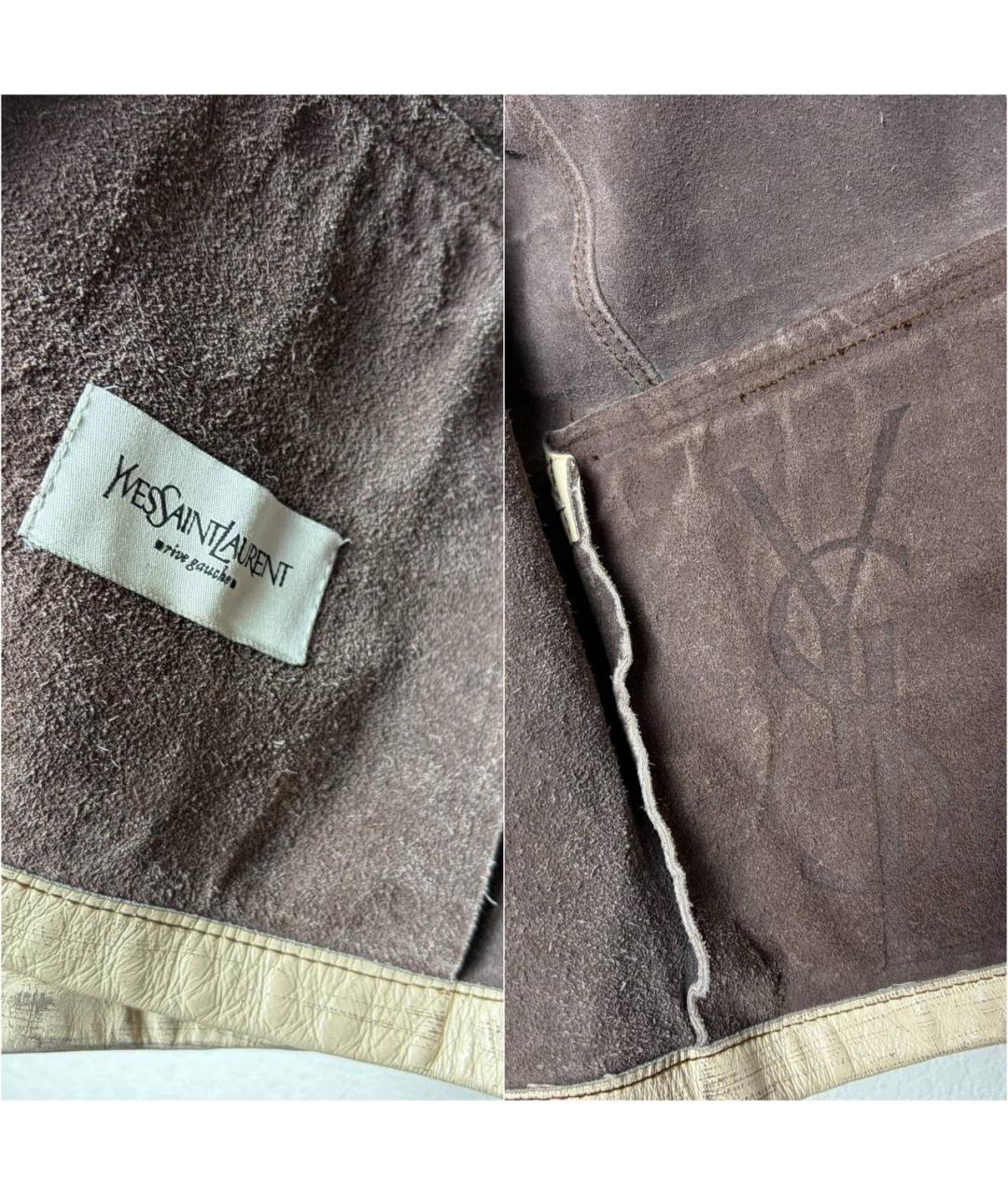 SAINT LAURENT Бежевая кожаная куртка, фото 5