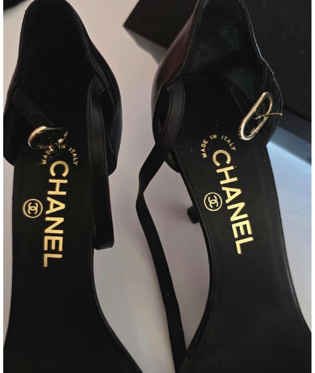 CHANEL Черные кожаные босоножки, фото 3