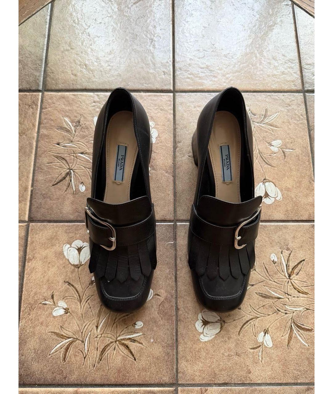 PRADA Черные кожаные туфли, фото 2