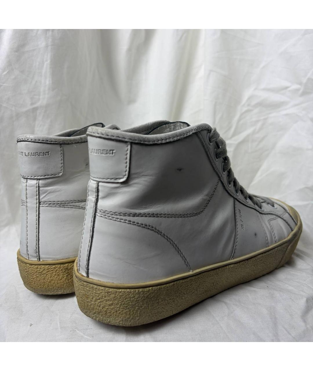 SAINT LAURENT Белые кожаные высокие кроссовки / кеды, фото 4