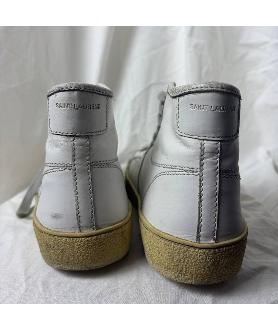 SAINT LAURENT Белые кожаные высокие кроссовки / кеды, фото 5