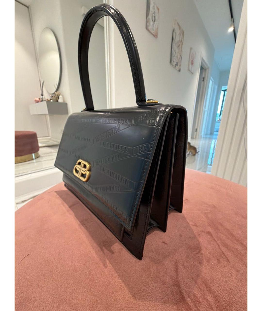 BALENCIAGA Черная кожаная сумка с короткими ручками, фото 2