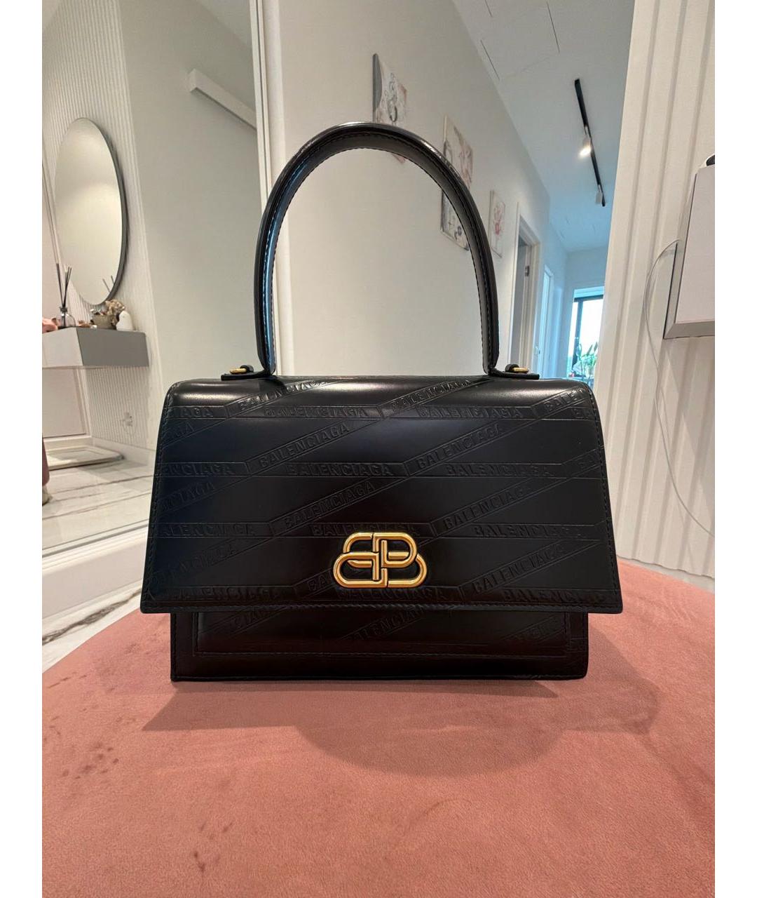 BALENCIAGA Черная кожаная сумка с короткими ручками, фото 7