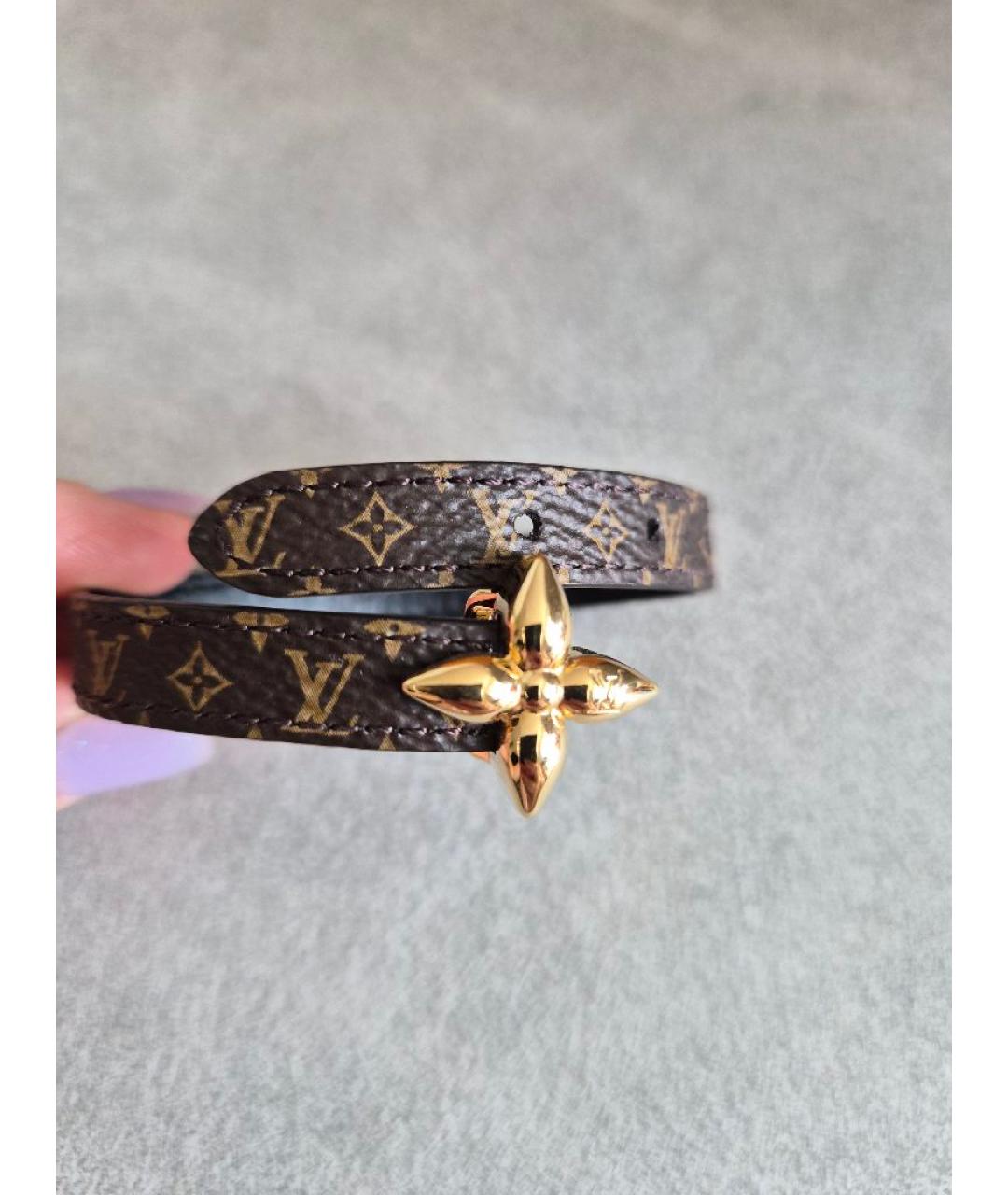 LOUIS VUITTON Коричневый кожаный браслет, фото 2