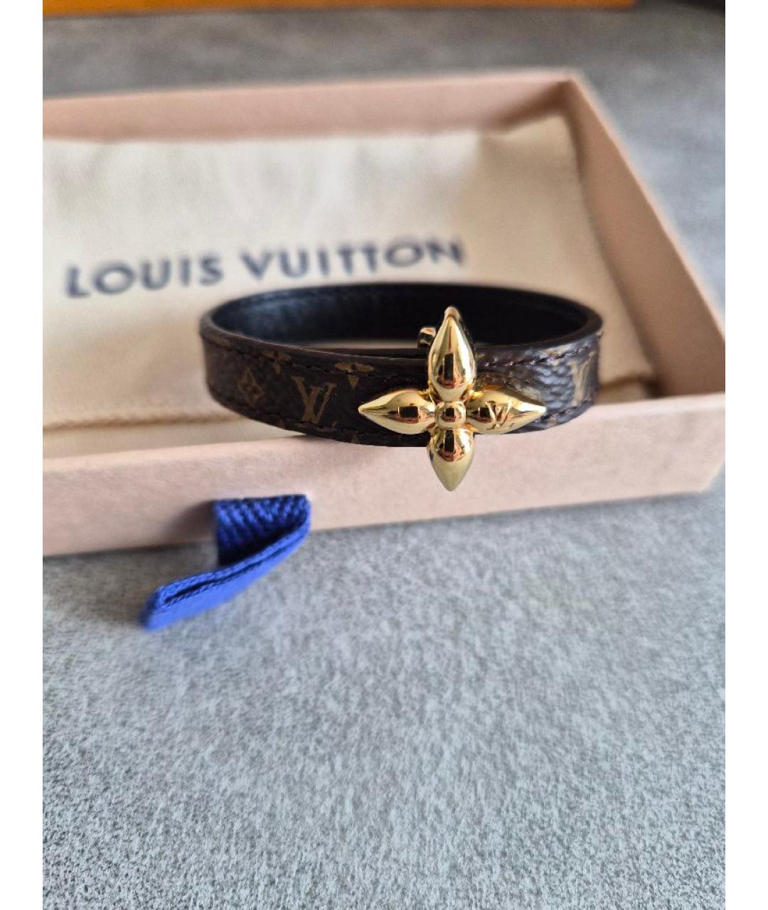 LOUIS VUITTON Коричневый кожаный браслет, фото 3