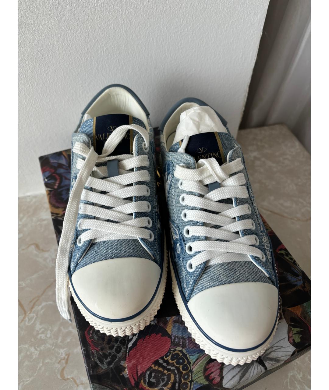 VALENTINO Синие текстильные кеды, фото 2