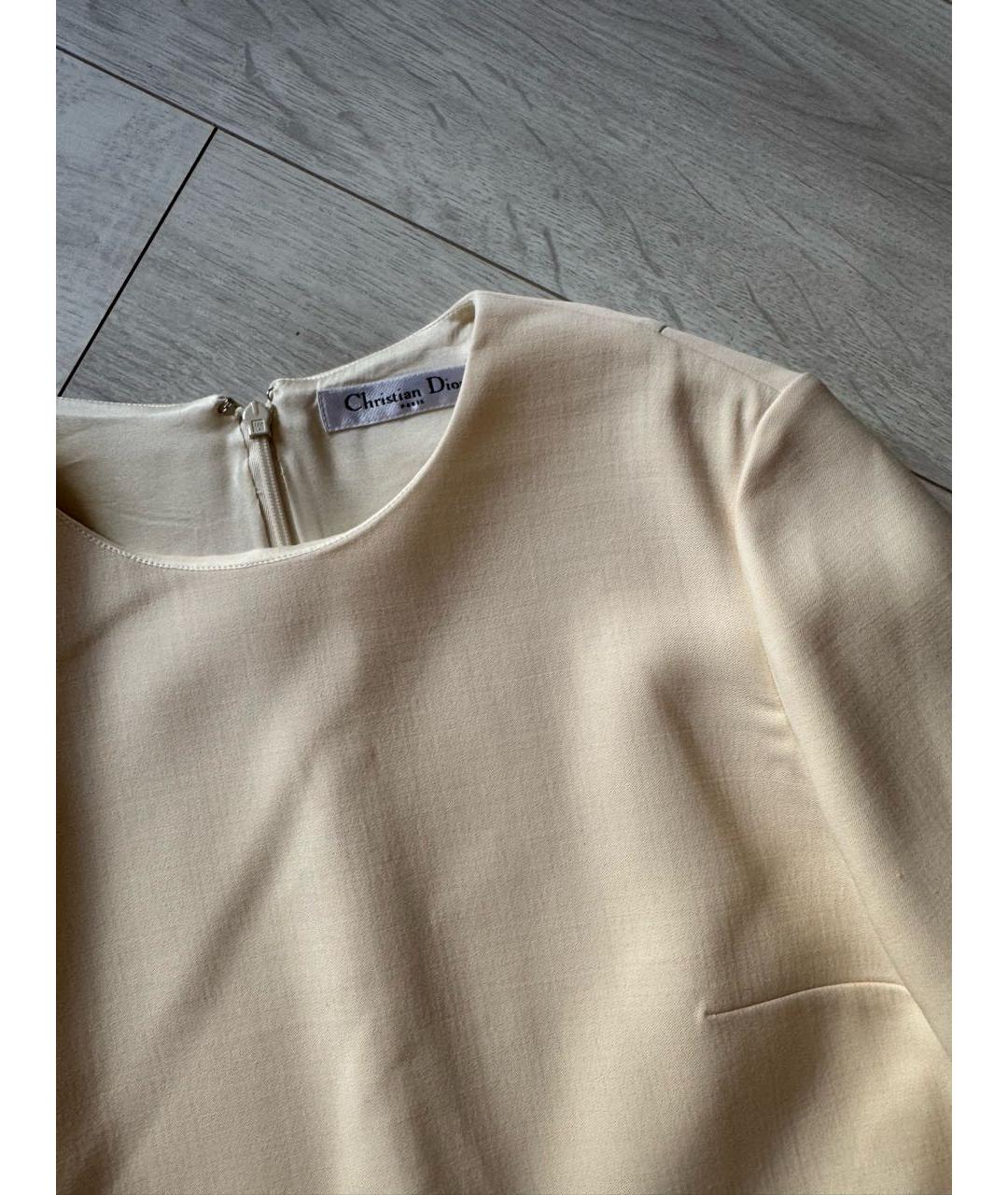 CHRISTIAN DIOR Бежевое шерстяное повседневное платье, фото 2