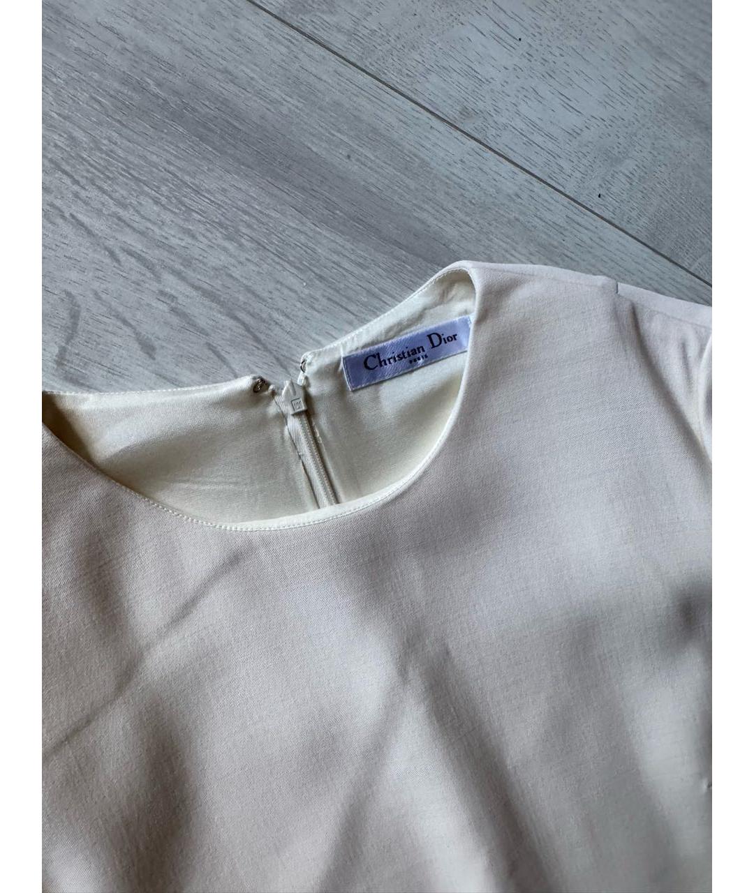 CHRISTIAN DIOR Бежевое шерстяное повседневное платье, фото 4