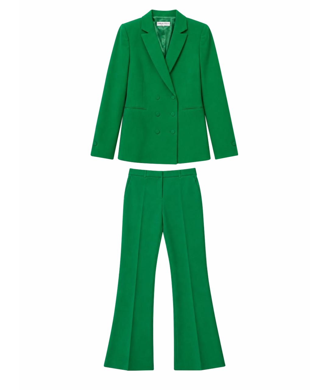 EMILIO PUCCI Зеленый шерстяной костюм с брюками, фото 1