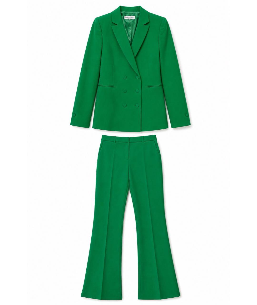 EMILIO PUCCI Зеленый шерстяной костюм с брюками, фото 9
