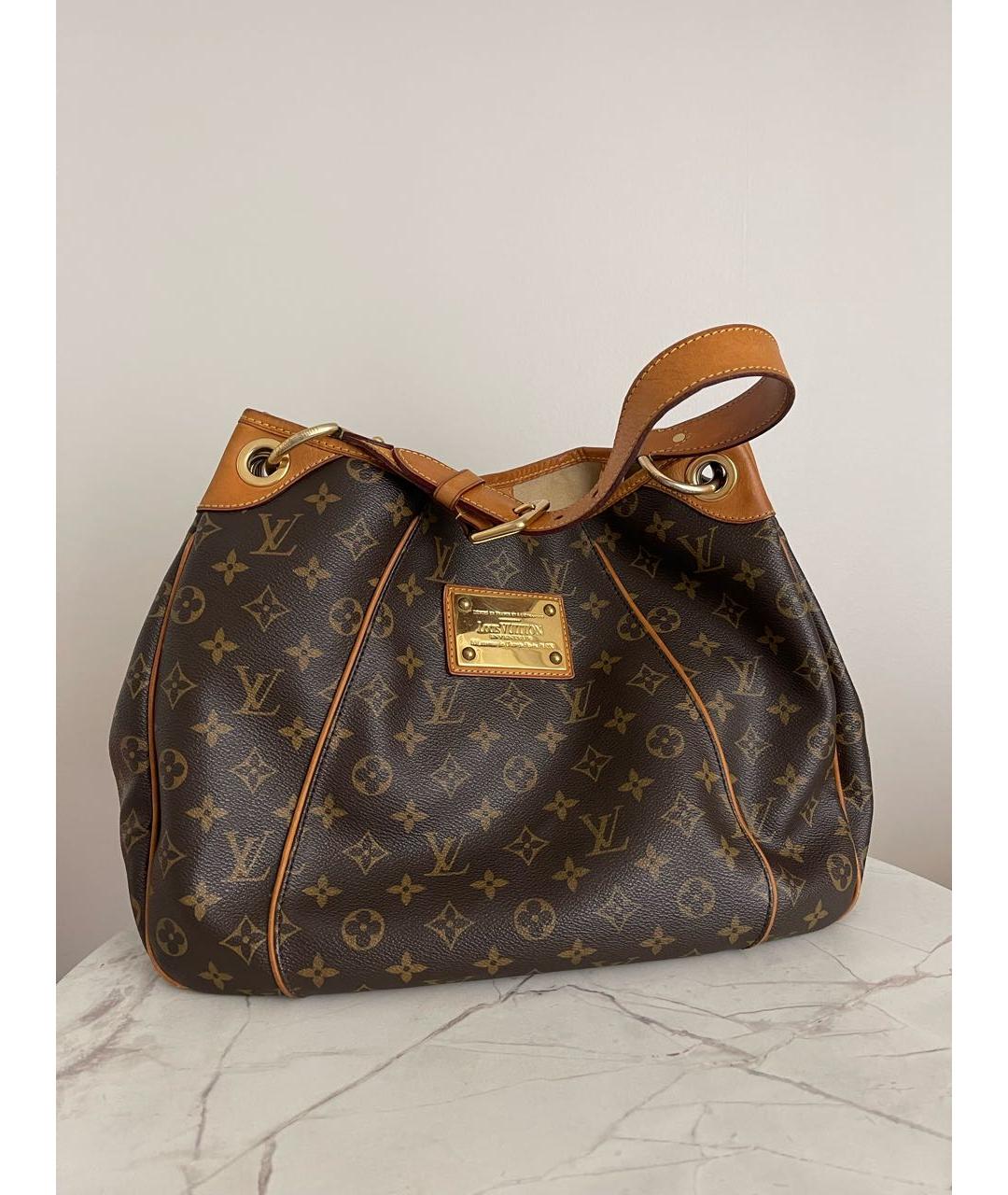 LOUIS VUITTON Коричневая кожаная сумка тоут, фото 9