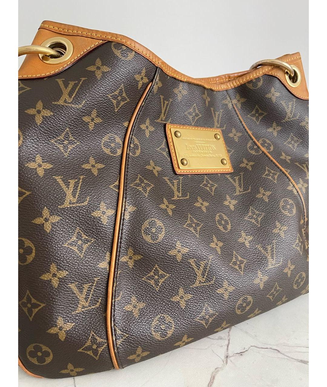 LOUIS VUITTON Коричневая кожаная сумка тоут, фото 7