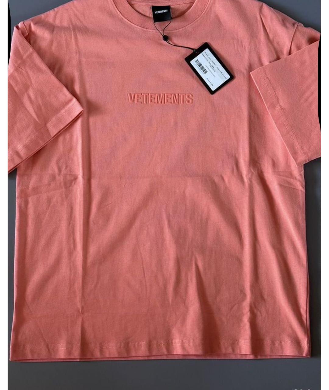 VETEMENTS Коралловая хлопковая футболка, фото 2