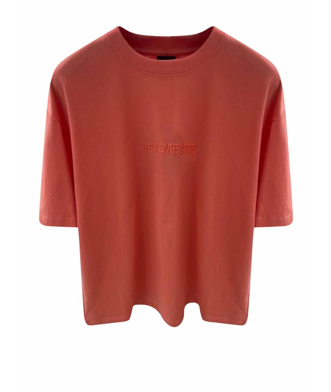 VETEMENTS Коралловая хлопковая футболка, фото 1