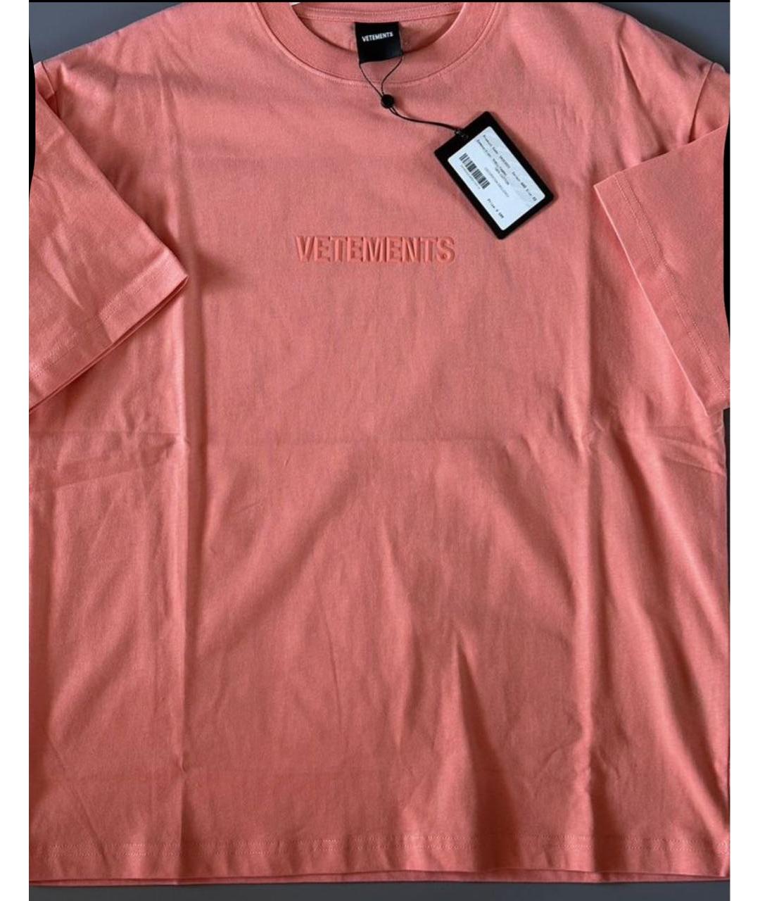 VETEMENTS Коралловая хлопковая футболка, фото 3