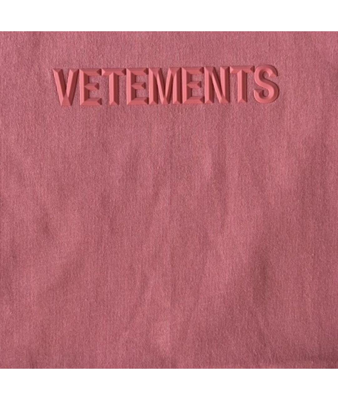 VETEMENTS Коралловая хлопковая футболка, фото 4