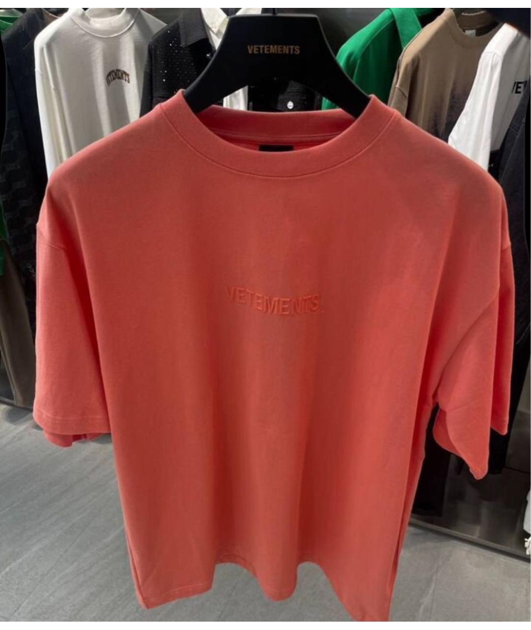 VETEMENTS Коралловая хлопковая футболка, фото 6