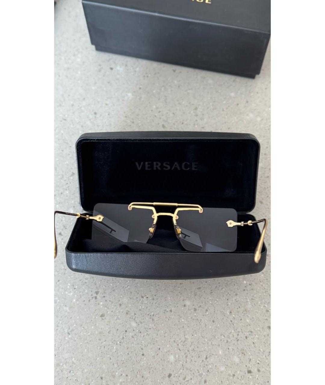 VERSACE Золотые металлические солнцезащитные очки, фото 4