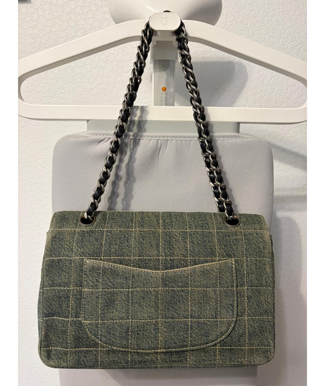 CHANEL Голубая деним сумка через плечо, фото 4