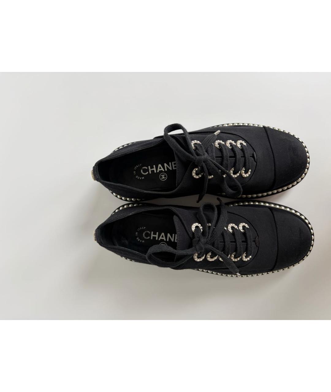 CHANEL Черные текстильные брогги и оксфорды, фото 3