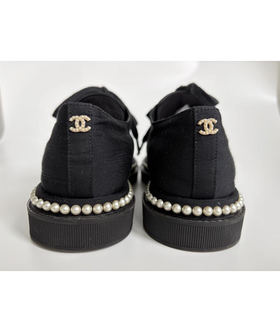 CHANEL Черные текстильные брогги и оксфорды, фото 7