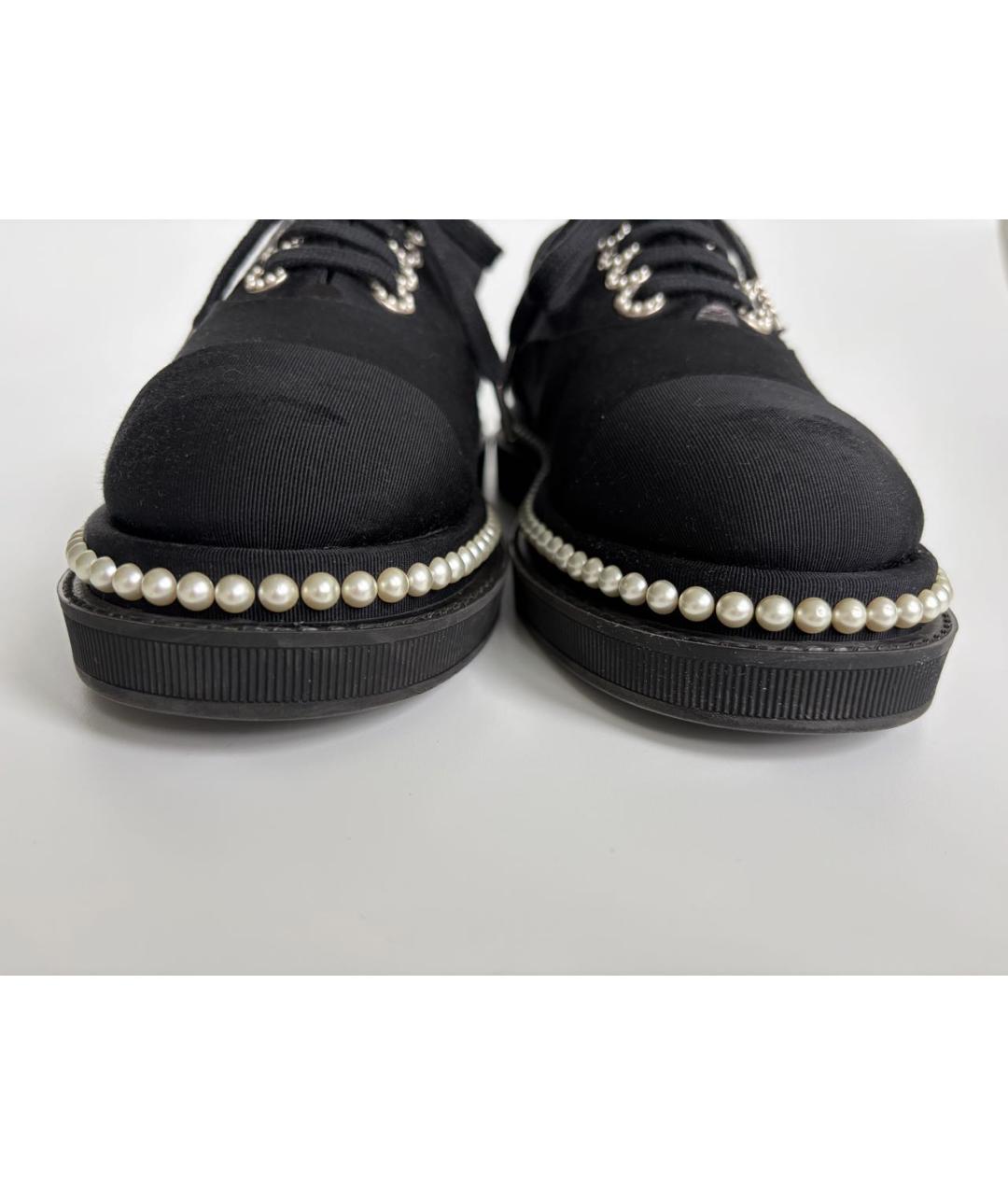CHANEL Черные текстильные брогги и оксфорды, фото 5