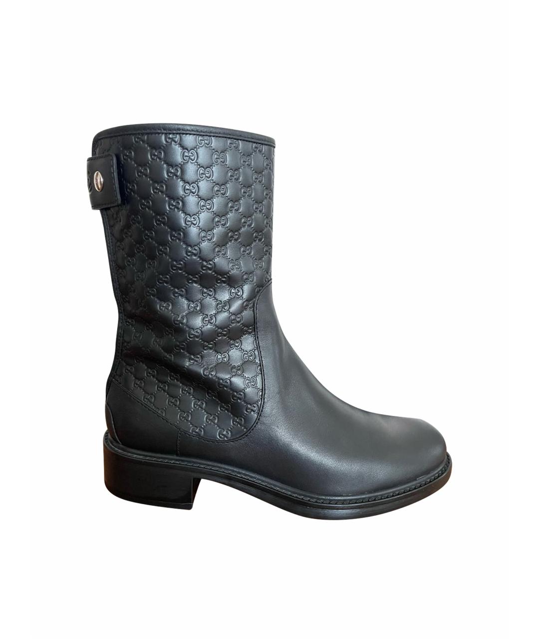 GUCCI Черные кожаные полусапоги, фото 1