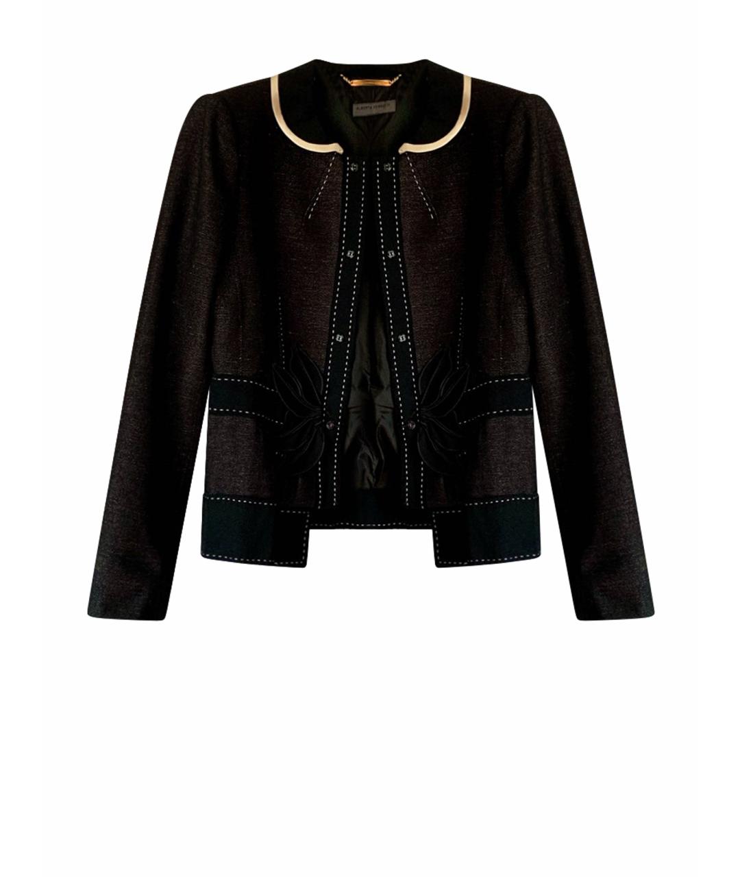 ALBERTA FERRETTI Черный шерстяной костюм с брюками, фото 1